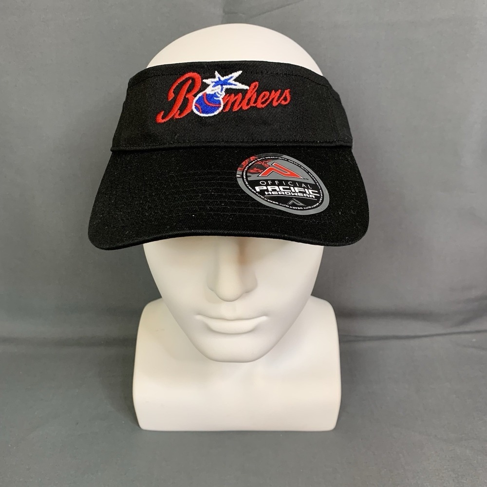 New Pacific Headwear Bombers Visor Hat Black Strapback Style 505V